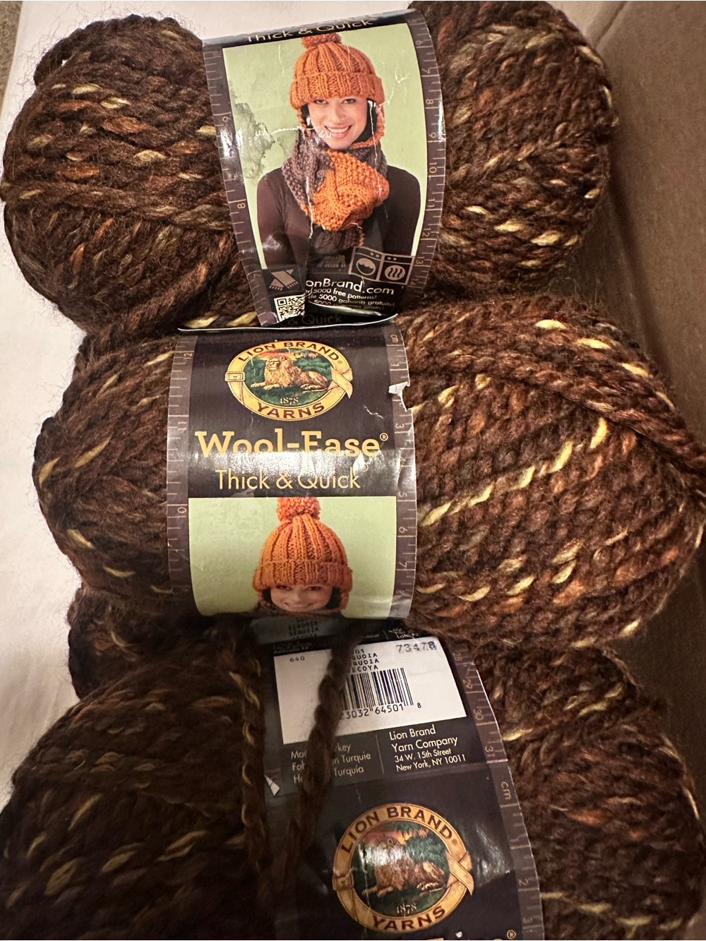 Lion Brand Wool-Ease Thick & Quick Sequoia Bulk Lot - 7 New + 1 Free Skein